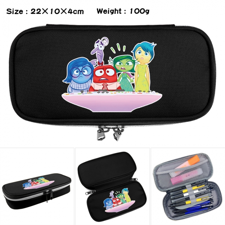 Inside Out Anime Waterproof canvas zipper clamshell pencil case pencil case 22x10x4cm