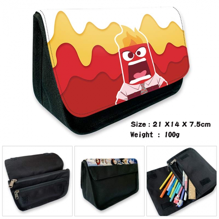 Inside Out Anime Velcro canvas zipper pencil case Pencil Bag 21×14×7.5cm