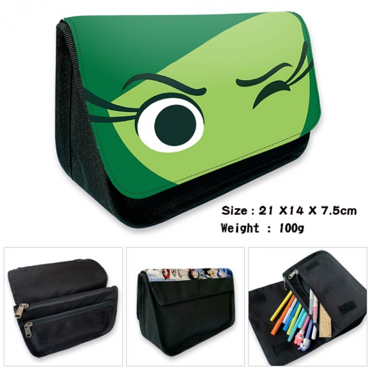 Inside Out Anime Velcro canvas zipper pencil case Pencil Bag 21×14×7.5cm