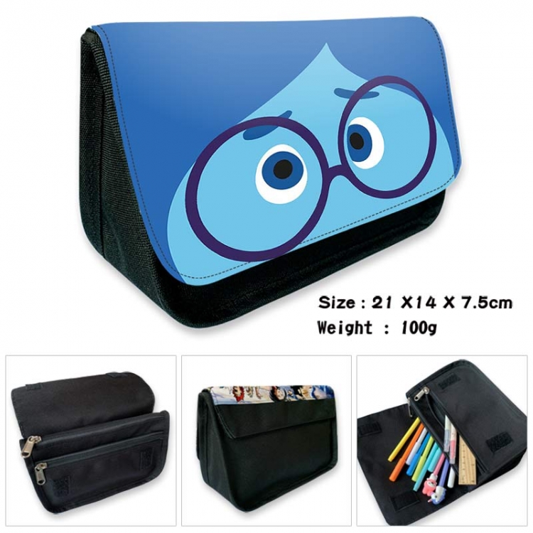 Inside Out Anime Velcro canvas zipper pencil case Pencil Bag 21×14×7.5cm