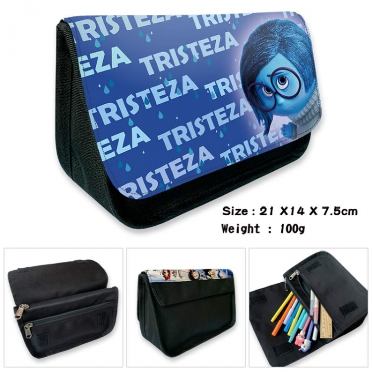 Inside Out Anime Velcro canvas zipper pencil case Pencil Bag 21×14×7.5cm