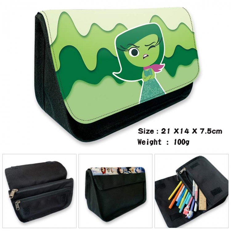 Inside Out Anime Velcro canvas zipper pencil case Pencil Bag 21×14×7.5cm