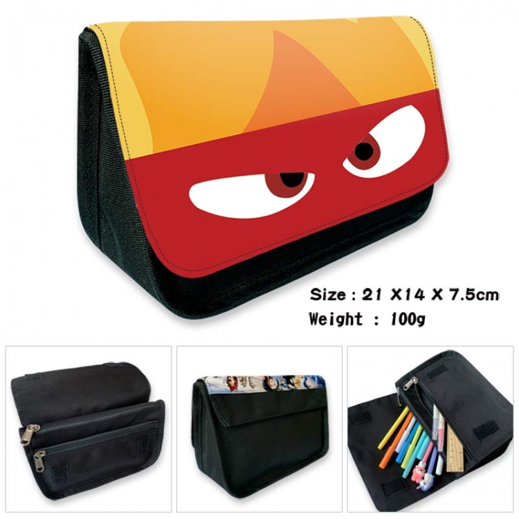 Inside Out Anime Velcro canvas zipper pencil case Pencil Bag 21×14×7.5cm