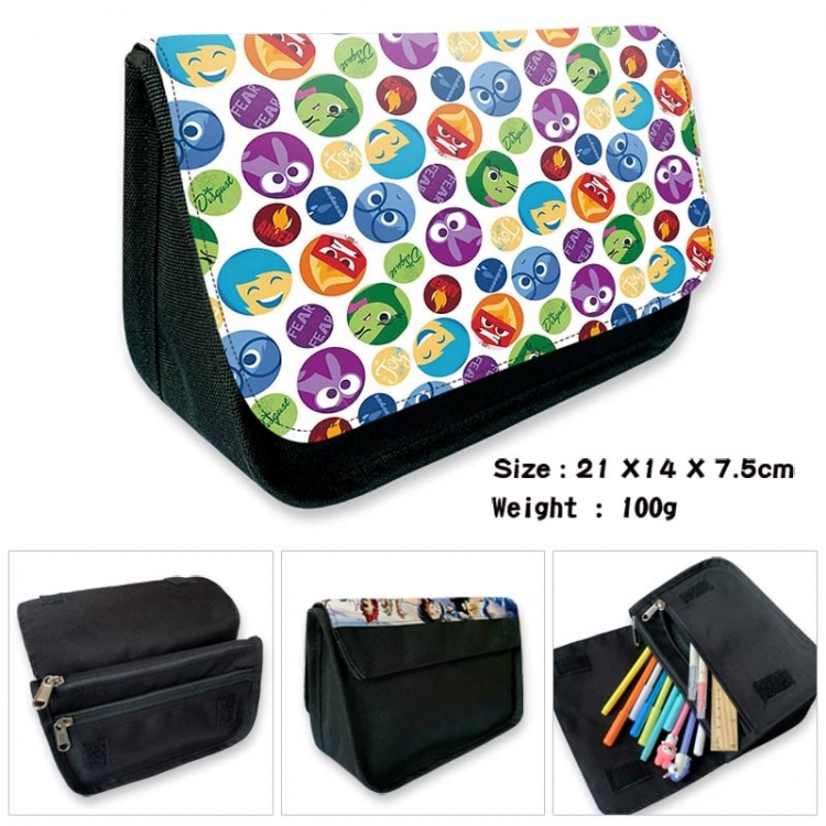 Inside Out Anime Velcro canvas zipper pencil case Pencil Bag 21×14×7.5cm