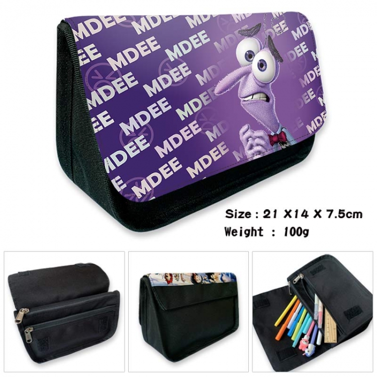 Inside Out Anime Velcro canvas zipper pencil case Pencil Bag 21×14×7.5cm