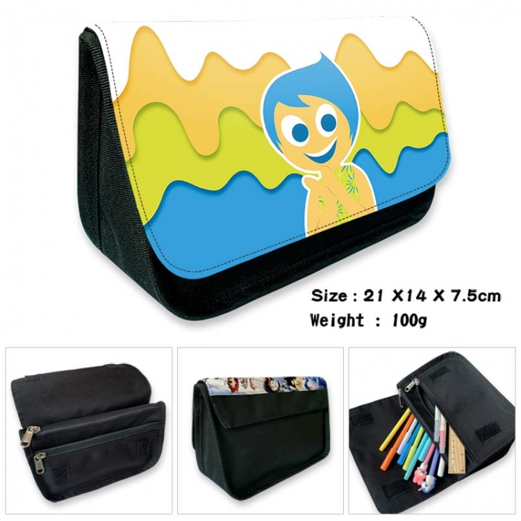 Inside Out Anime Velcro canvas zipper pencil case Pencil Bag 21×14×7.5cm