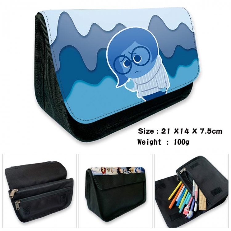 Inside Out Anime Velcro canvas zipper pencil case Pencil Bag 21×14×7.5cm