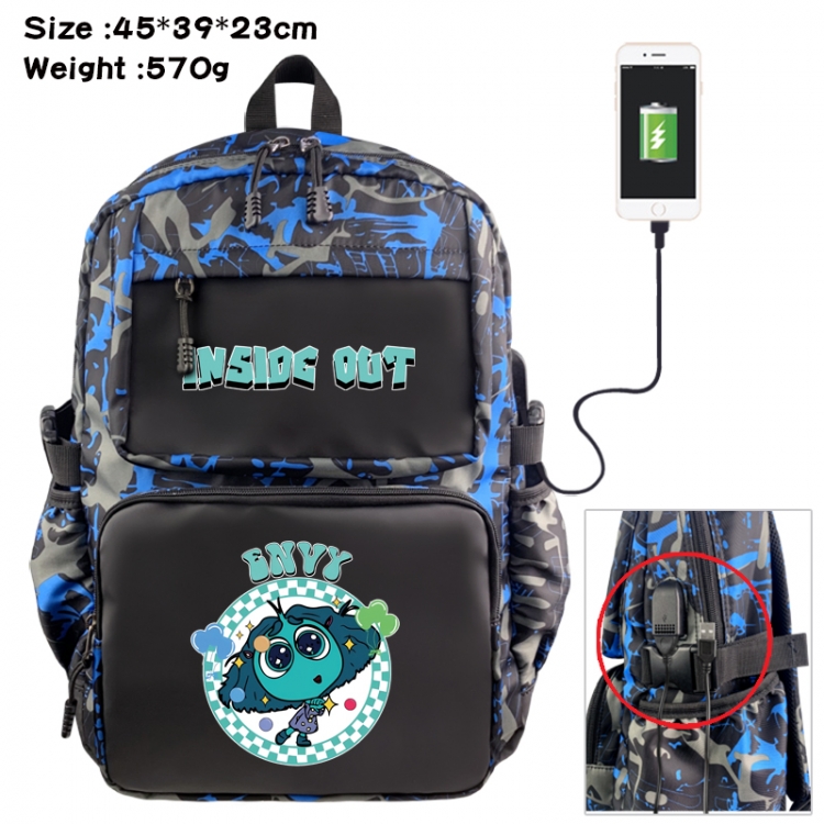 Inside Out Anime waterproof nylon camouflage backpack School Bag 45X39X23CM