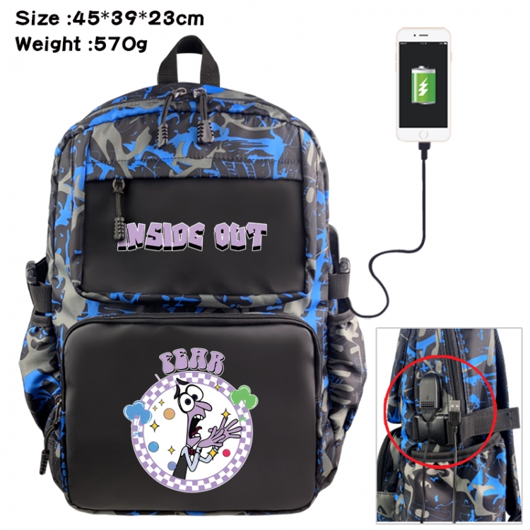 Inside Out Anime waterproof nylon camouflage backpack School Bag 45X39X23CM