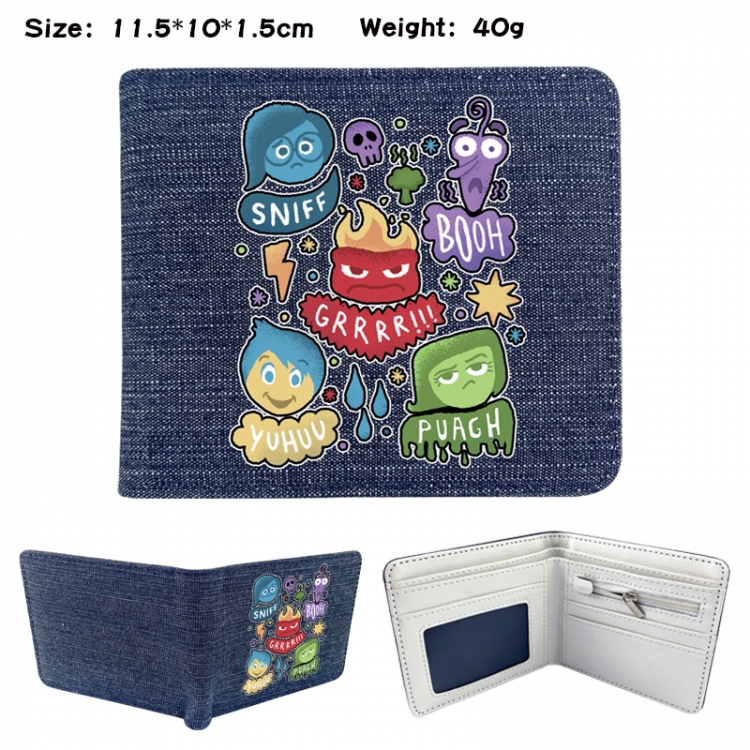 Inside Out Anime denim folding full-color wallet 11.5X10X1.5CM 