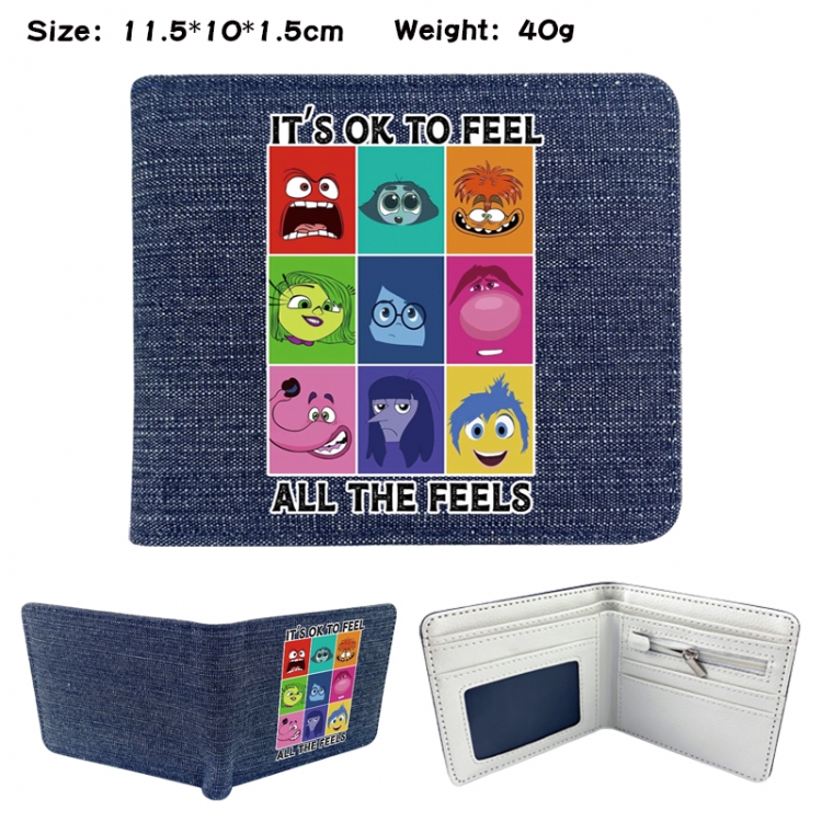 Inside Out Anime denim folding full-color wallet 11.5X10X1.5CM 