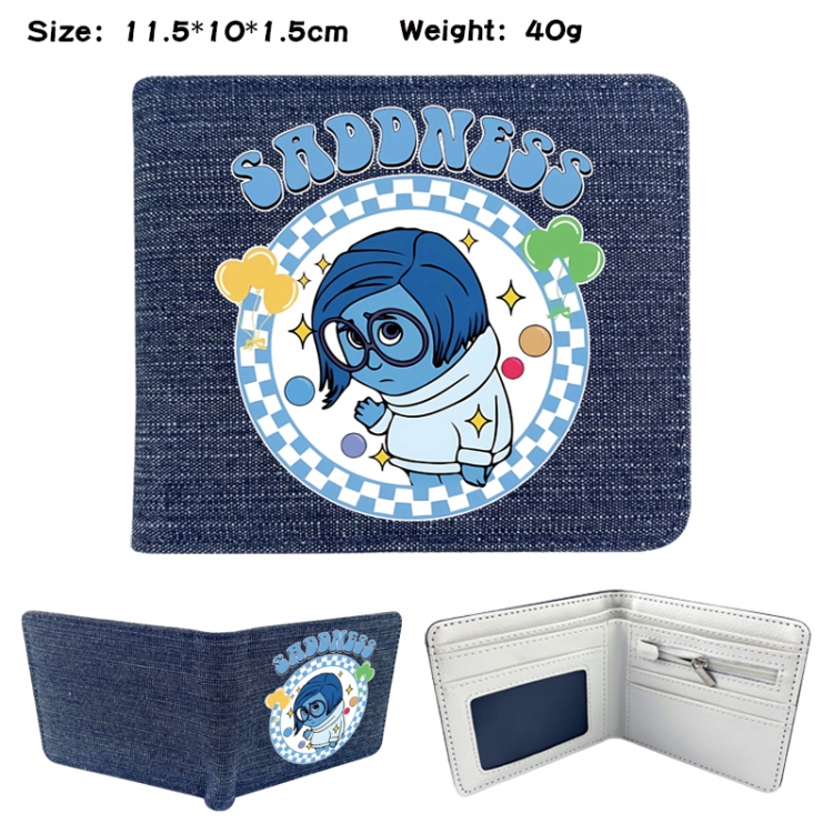 Inside Out Anime denim folding full-color wallet 11.5X10X1.5CM 