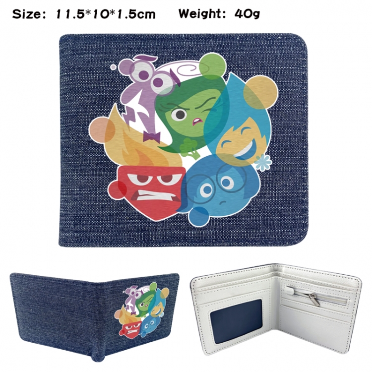 Inside Out Anime denim folding full-color wallet 11.5X10X1.5CM 