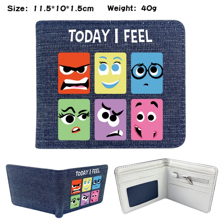 Inside Out Anime denim folding full-color wallet 11.5X10X1.5CM 