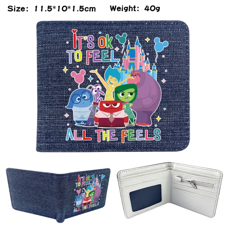 Inside Out Anime denim folding full-color wallet 11.5X10X1.5CM 