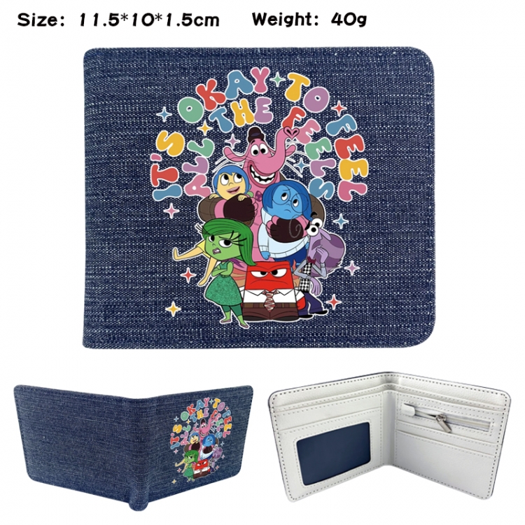 Inside Out Anime denim folding full-color wallet 11.5X10X1.5CM 