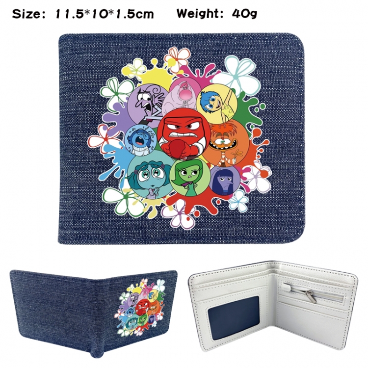 Inside Out Anime denim folding full-color wallet 11.5X10X1.5CM 