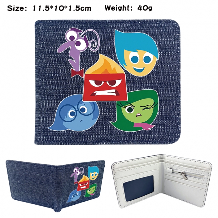 Inside Out Anime denim folding full-color wallet 11.5X10X1.5CM 