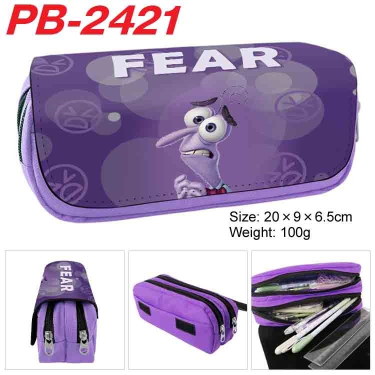 Inside Out Anime double-layer pu leather printing pencil case 20x9x6.5cm