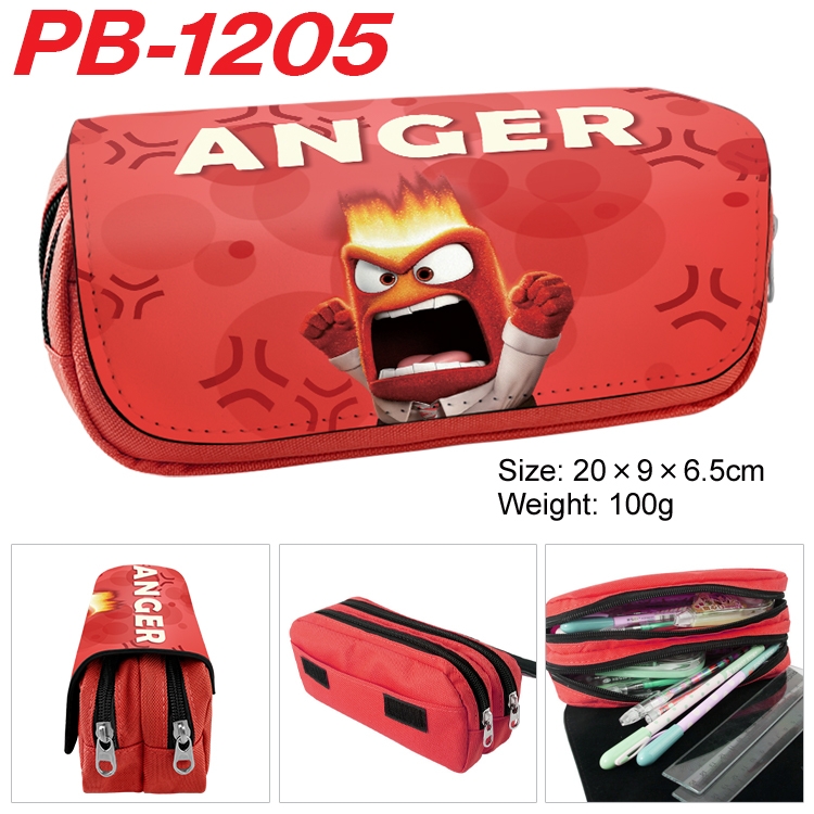 Inside Out Anime double-layer pu leather printing pencil case 20x9x6.5cm