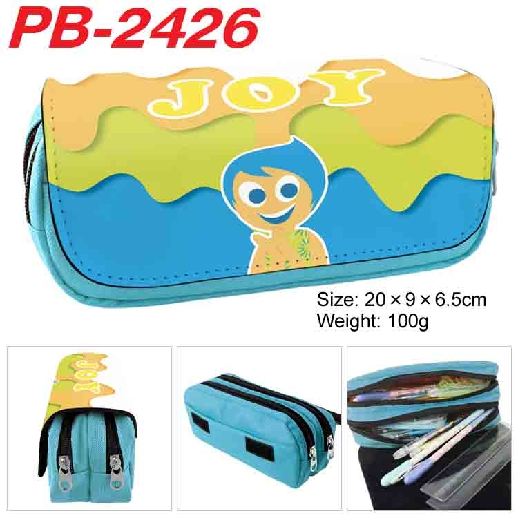 Inside Out Anime double-layer pu leather printing pencil case 20x9x6.5cm