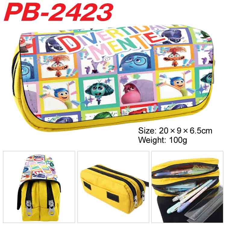 Inside Out Anime double-layer pu leather printing pencil case 20x9x6.5cm