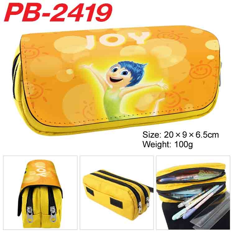 Inside Out Anime double-layer pu leather printing pencil case 20x9x6.5cm