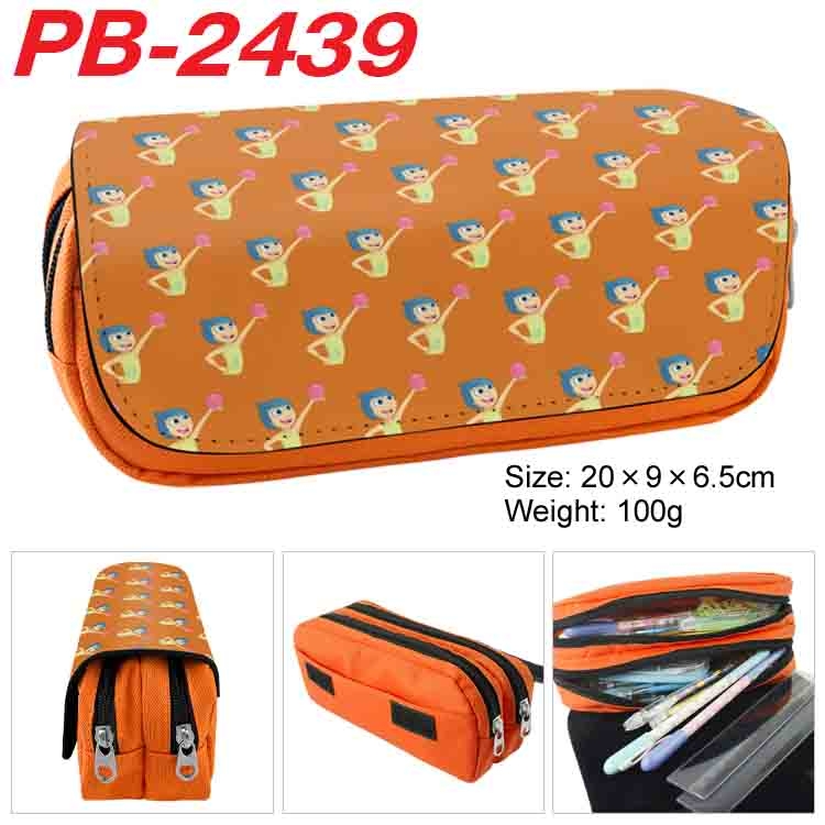 Inside Out Anime double-layer pu leather printing pencil case 20x9x6.5cm