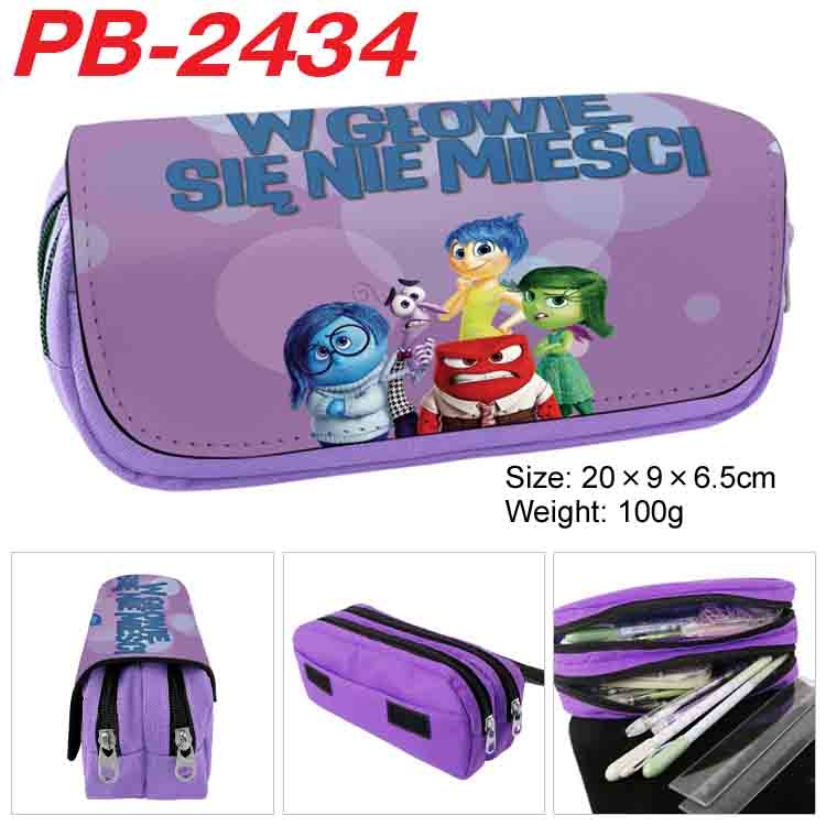 Inside Out Anime double-layer pu leather printing pencil case 20x9x6.5cm