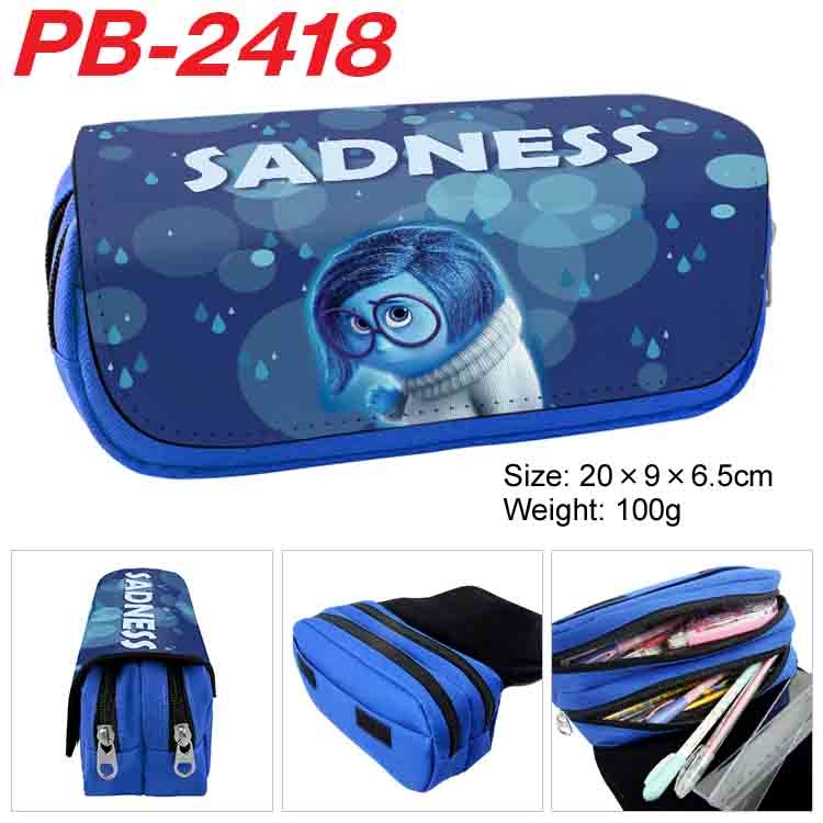 Inside Out Anime double-layer pu leather printing pencil case 20x9x6.5cm