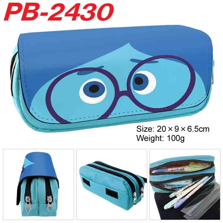 Inside Out Anime double-layer pu leather printing pencil case 20x9x6.5cm