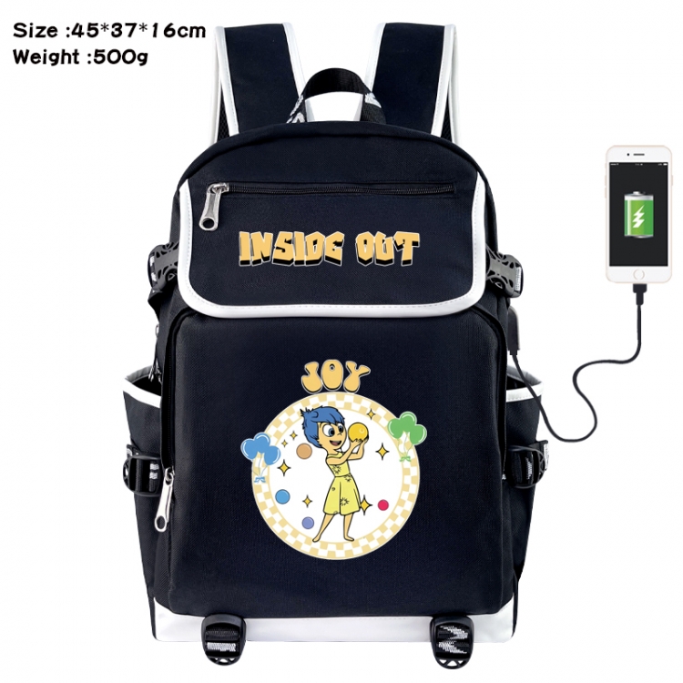 Inside Out Anime Flip Data Cable USB Backpack School Bag 45X37X16CM