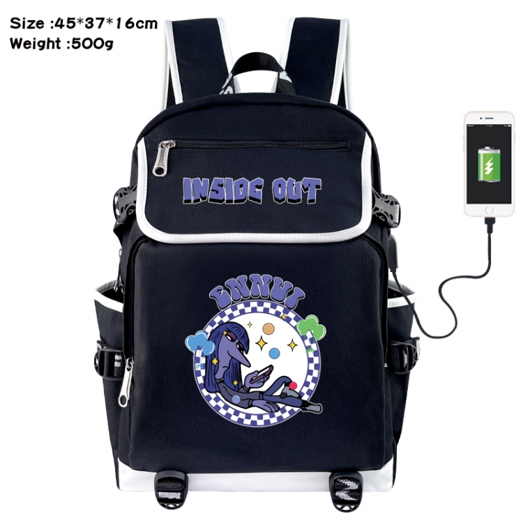 Inside Out Anime Flip Data Cable USB Backpack School Bag 45X37X16CM