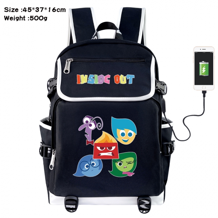 Inside Out Anime Flip Data Cable USB Backpack School Bag 45X37X16CM