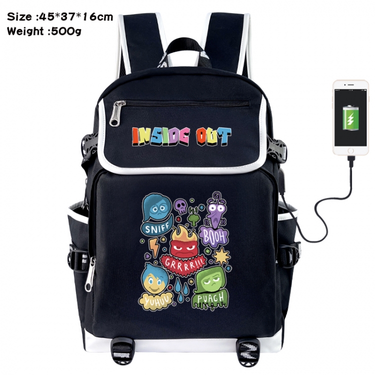 Inside Out Anime Flip Data Cable USB Backpack School Bag 45X37X16CM