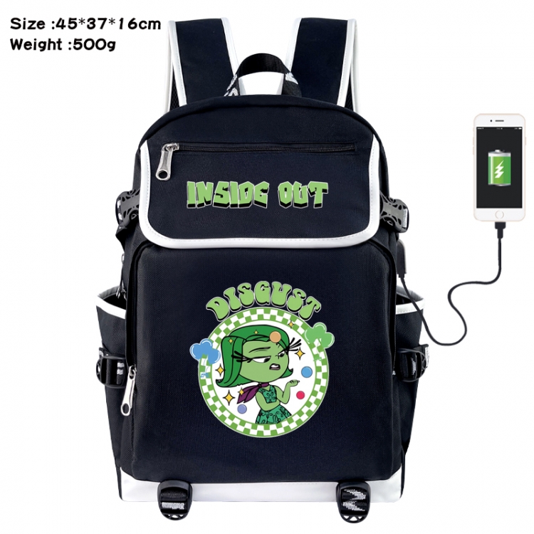 Inside Out Anime Flip Data Cable USB Backpack School Bag 45X37X16CM