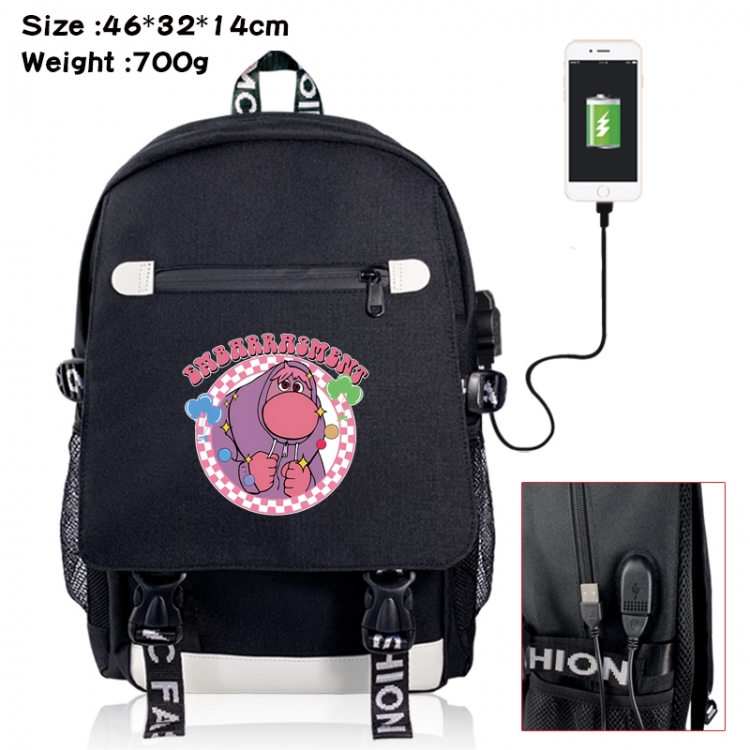 Inside Out canvas USB backpack cartoon print student backpack 46X32X14CM 700g 