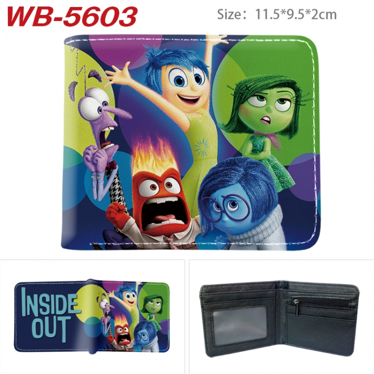 Inside Out Animation color PU leather half fold wallet 11.5X9X2CM