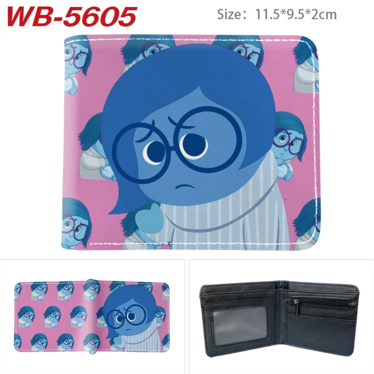 Inside Out Animation color PU leather half fold wallet 11.5X9X2CM