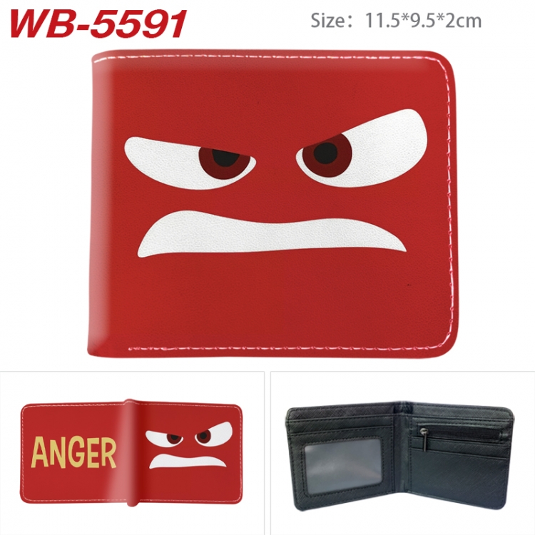 Inside Out Animation color PU leather half fold wallet 11.5X9X2CM