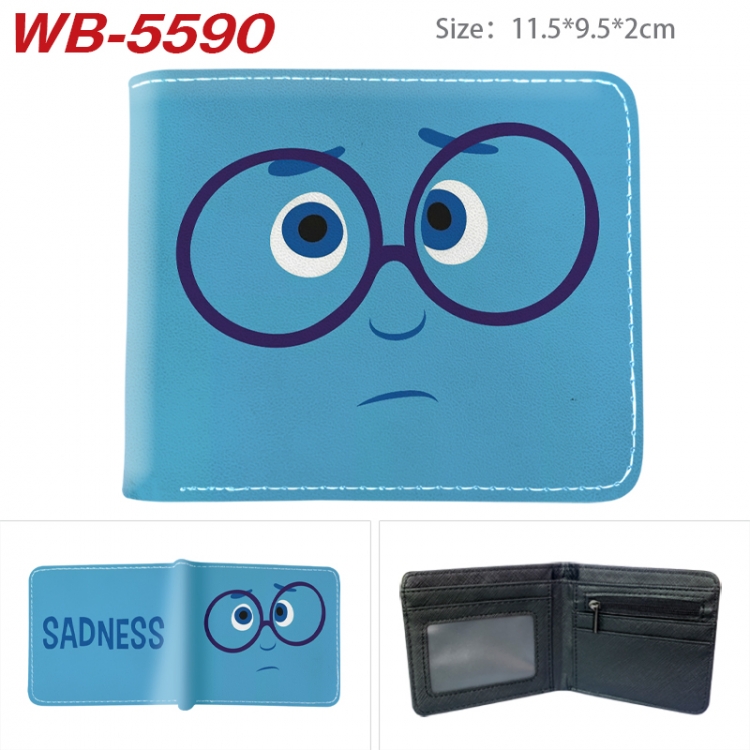 Inside Out Animation color PU leather half fold wallet 11.5X9X2CM