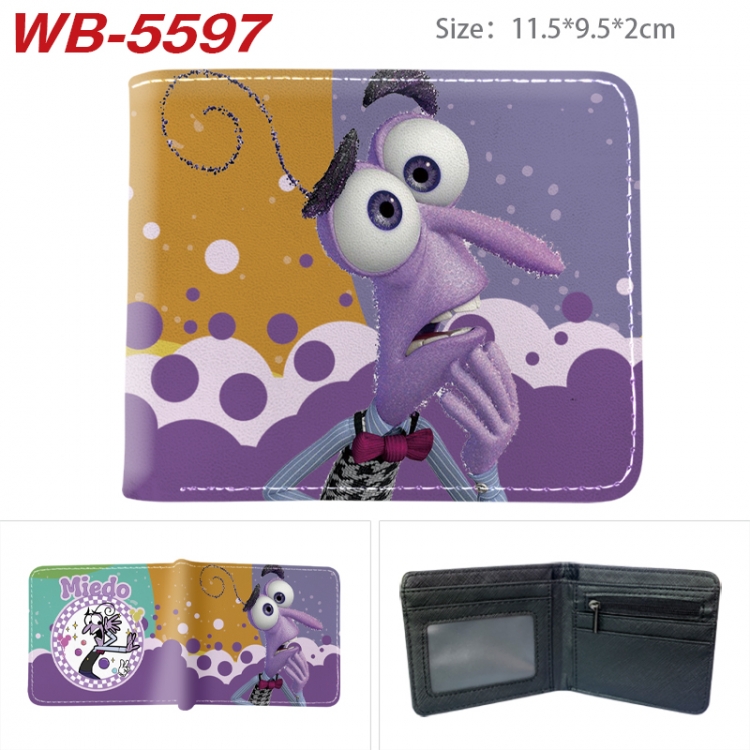 Inside Out Animation color PU leather half fold wallet 11.5X9X2CM