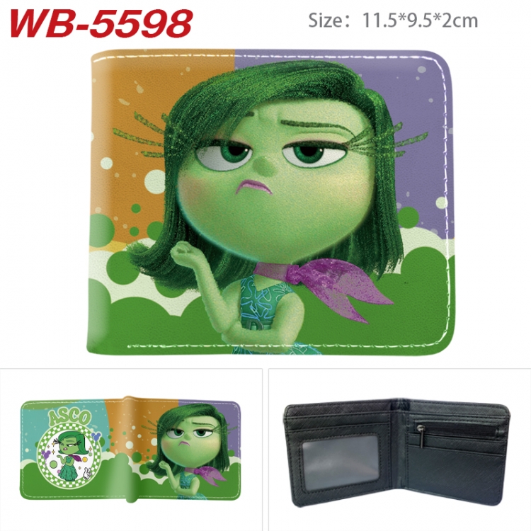 Inside Out Animation color PU leather half fold wallet 11.5X9X2CM