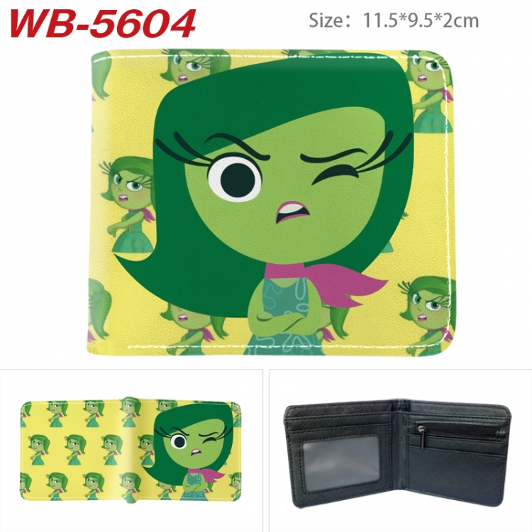 Inside Out Animation color PU leather half fold wallet 11.5X9X2CM