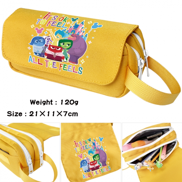 Inside Out Anime waterproof canvas portable double-layer pencil bag cosmetic bag 21x11x7cm