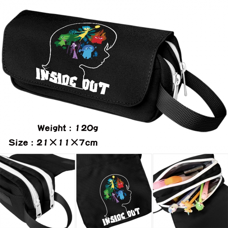 Inside Out Anime waterproof canvas portable double-layer pencil bag cosmetic bag 21x11x7cm