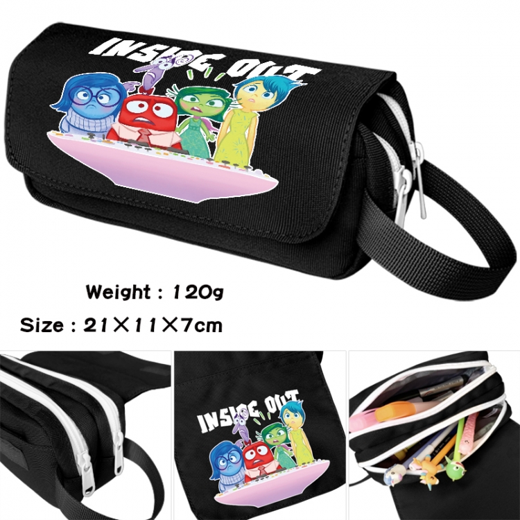 Inside Out Anime waterproof canvas portable double-layer pencil bag cosmetic bag 21x11x7cm