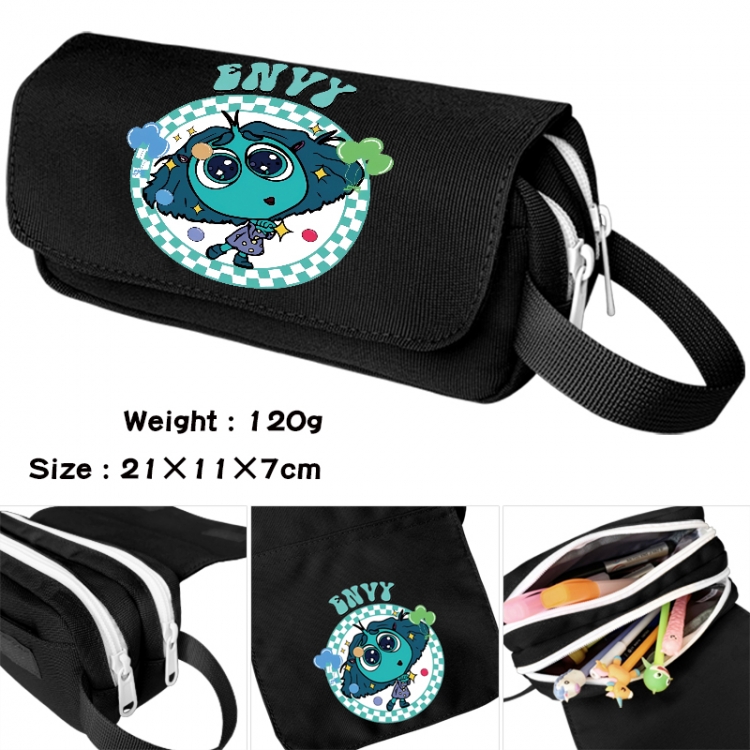 Inside Out Anime waterproof canvas portable double-layer pencil bag cosmetic bag 21x11x7cm