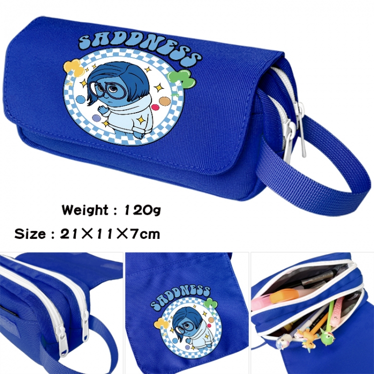 Inside Out Anime waterproof canvas portable double-layer pencil bag cosmetic bag 21x11x7cm