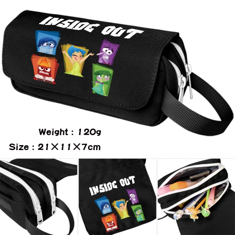 Inside Out Anime waterproof canvas portable double-layer pencil bag cosmetic bag 21x11x7cm